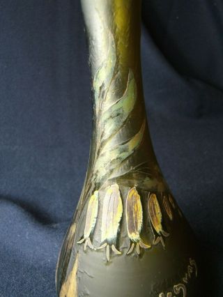 Legras French Cameo Art Glass Vase - - metallic gold highlights circa 1905 3