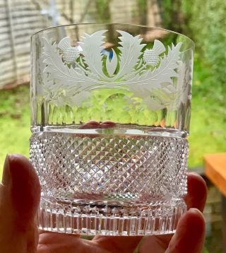 Edinburgh Crystal Double Old Fashioned Straight Sided Thistle Whisky Glass