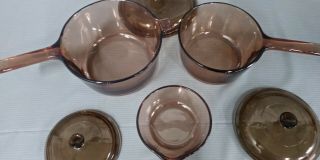 Corning Ware Vision Amber Pot Set Glass Cookware 3