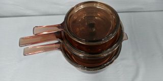 Corning Ware Vision Amber Pot Set Glass Cookware 4
