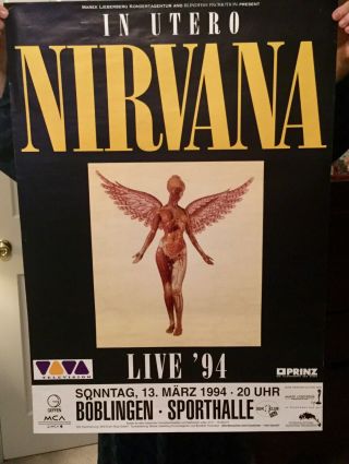1994 Nirvana Concert Poster Boblingen,  Germany