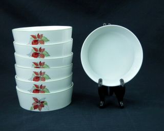 Block Spal Poinsettia Set Of 7 Soup Cereal Bowls Coupe Watercolors Mary Goertzen