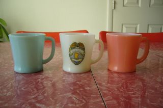 Fire King Anchor Hocking Mug Turquoise Blue Pink Minnesota Police Officer