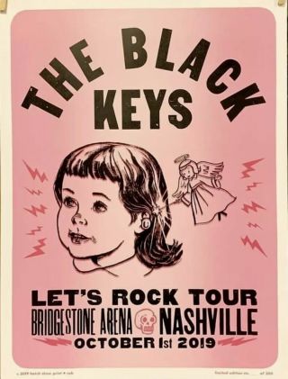 The Black Keys Hatch Show Print Concert Poster Bridgestone Arena,  Nashville 2019