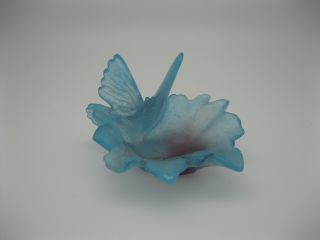 Daum France Pate De Verre Blue Butterfly / Papillon Dish