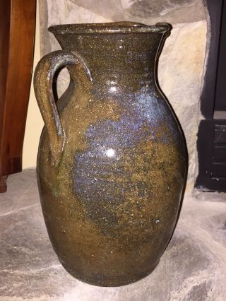 Antique Southern Stoneware Pitcher With Blue Rutile