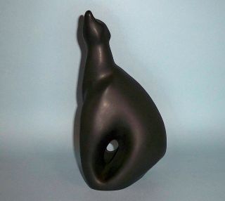 Pair Mid Century Modern Matte Black Bear Sculptures / Bell Pottery of California 3