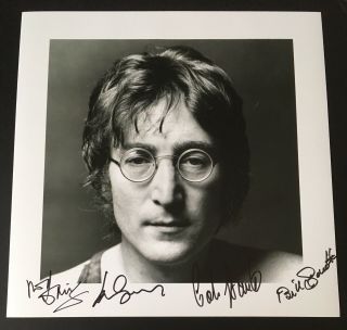John Lennon Quarrymen Hand Signed 12x12 Photo Rare The Beatles Paul Mccartney