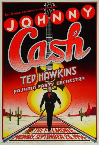 Johnny Cash Ted Hawkins Fillmore Concert Poster 1994