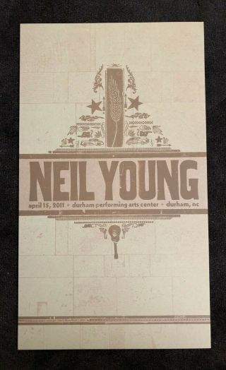 Neil Young Hatch Show Print Concert Poster Durham Performing Arts,  Nc 2011 Dpac