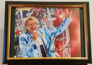Rod Stewart - Hand Signed - With - Rare Framed Autographed Photo