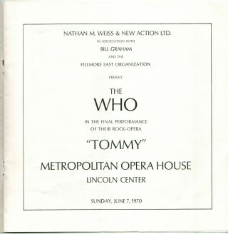 The Who - Metropolitan Opera House Program - June 7,  1970 5