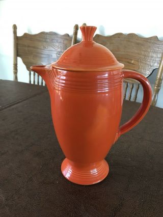 Vintage Fiesta Coffee Pot Red with Lid 2