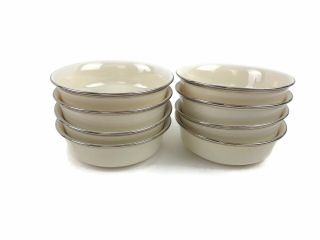 Lenox Solitaire Platinum Banded Fine Bone China 8 Cereal Bowls Ivory Made Usa 5 "