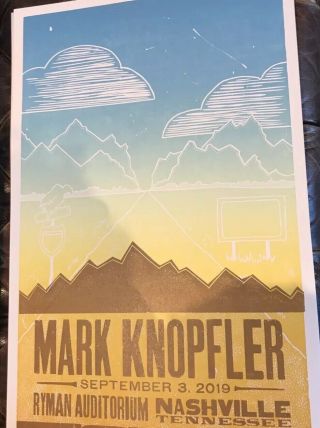 Mark Knopfler Ryman Nashville Tn Hatch Show Print Poster 9/3/2019 Dire Straits