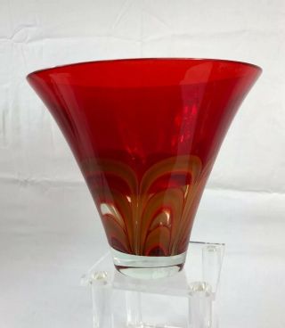 Waterford Evolution Art Glass Vase Tall Red Amber 9 " X 10 "