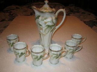 Rs Germany/prussia Chocolate Pot & 6 Cups