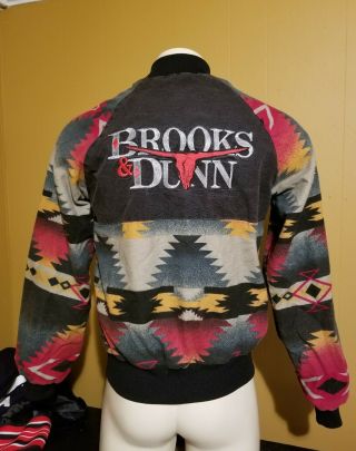Vintage Brooks & Dunn Black Native Print Jerome Rodeo Tour Jacket Size S Usa