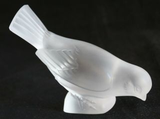 Authentic Lalique France Crystal Bird Sparrow Head Down Figurine