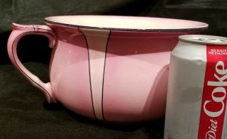 Royal Winton,  Grimwades,  England,  C1930,  Chamber Pot,  Pink,  Black,  Art Deco,  Vtg
