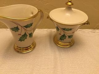 Lenox Holiday Rare Nouveau Creamer And Covered Sugar Both About 5 Inches