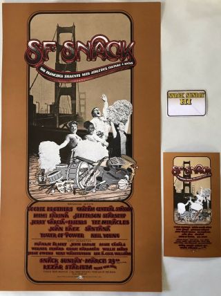 1975 Grateful Dead Jefferson Starship Dooblie Bros Snack Benefit Concert Poster