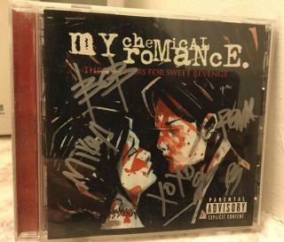 My Chemical Romance Autographed Signed Three Cheers For Sweet Revenge Cd Gerard