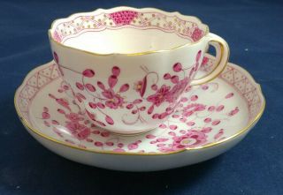 Vintage Meissen Purple Indian - Pink,  Gold Accents Coffee Cup And Saucer 1