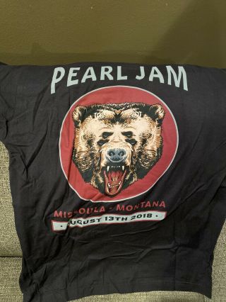2018 Pearl Jam Missoula Montana Concert Tour T Shirt L Grizzly