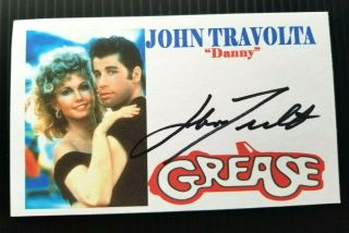 " Grease " John Travolta " Danny " Autographed 3x5 Index Card