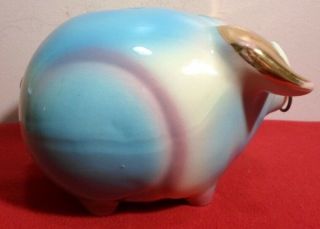 HARD TO FIND VINTAGE 1957 HULL POTTERY CORKY PIG PIGGY BANK WITH GOLD TRIM 3