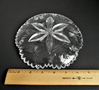 ANTIQUE TUTHILL BUTTERFLY FLOWER AMERICAN BRILLIANT PERIOD Cut Glass DISH ABP 5