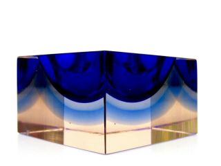 In Vogue Murano Multi Sommerso Unusual Colour Combination Art Glass Block Bowl