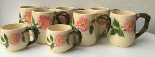 Usa Made - Franciscan Earthenware Desert Rose 6 Mugs & 2 Cups 765