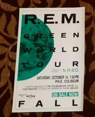 Rem Concert Poster Green Tour Vancouver October 14th,  1988 Great