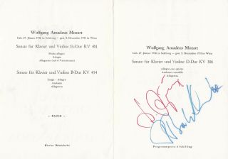 David Oistrakh Violin Stradivarius Badura Skoda Mozart Vienna 1972 Progr Signed