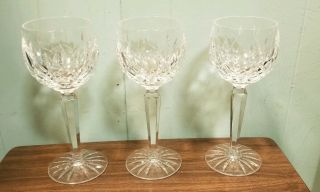 Set Of 3 Waterford Lismore Cut Crystal Wine Hocks 7.  5 "