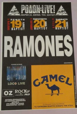 Ramones Loco Live Big Greek Poster Rodon Athens Greece March 1992