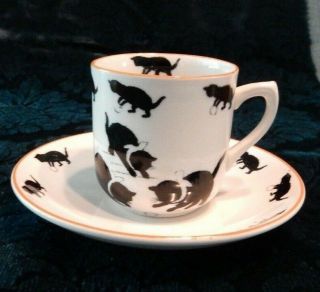 Grimwades Stoke On Trent,  Black Cats Nursery Ware,  Cup & Saucer,  Rare,  Vg Cond.