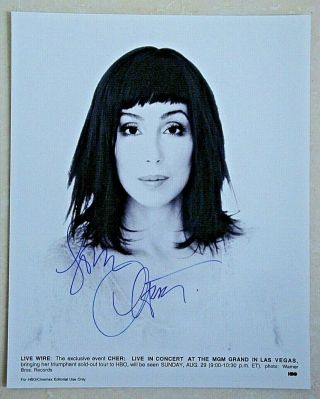 Cher / Live In Concert At Mgm / Signed 8x10 Celebrity Photo /
