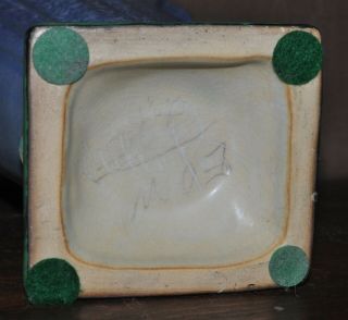 1930 ' s Weller Pottery Sydonia Vase Matte Blue & Green 9 