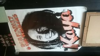 Bob Marley 80s Kaya Uk 40 X 60 Subway Newsprint Poster Nmint Folded Rare Vtg Htf