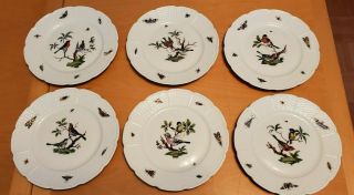 Set Of 6 Limoges France " Les Oiseaux " Plate A Raynaud Et Cie Porcelain