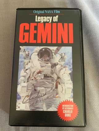 Charlie Duke Autographs " Legacy Of Gemini " Nasa Old Vhs Tape Apollo 16 Astronaut