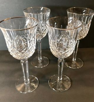 Set Of Four - Waterford Crystal Kelsey Platinum Wine Glasses Pristine