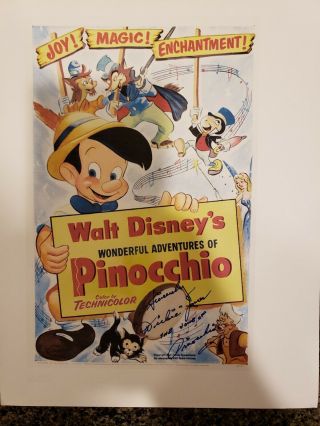 Dickie Jones Hand Signed Autographed Poster Photo Pinocchio Voice