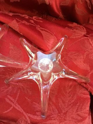Near FLAWLESS Stunning DAUM 3 Glass STAR FISH Crystal CANDLE STICK CANDLEHOLDERS 6