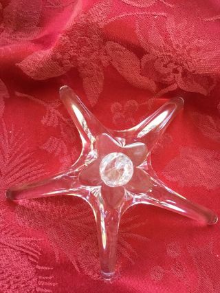 Near FLAWLESS Stunning DAUM 3 Glass STAR FISH Crystal CANDLE STICK CANDLEHOLDERS 7