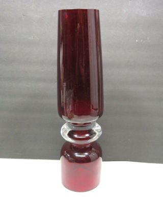 Marquis Waterford Tall Hooped Ruby Red Art Glass Floor Vase Candle 16 " Modern