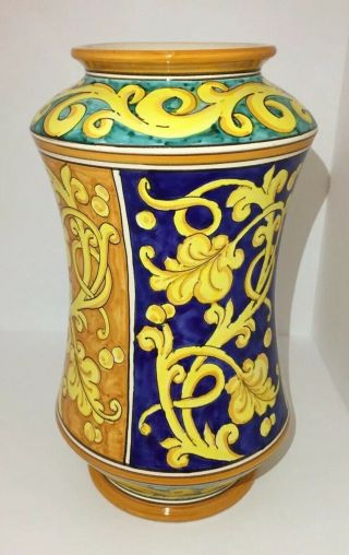Italian M.  Romano Caltagirone Signed Vase Majolica Antique Vintage Terra Cotta